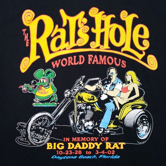 Vintage Rat Fink Rat's Hole Ed Big Daddy Roth Daytona Bike Week Biker T-shirt - Picture 5 of 11